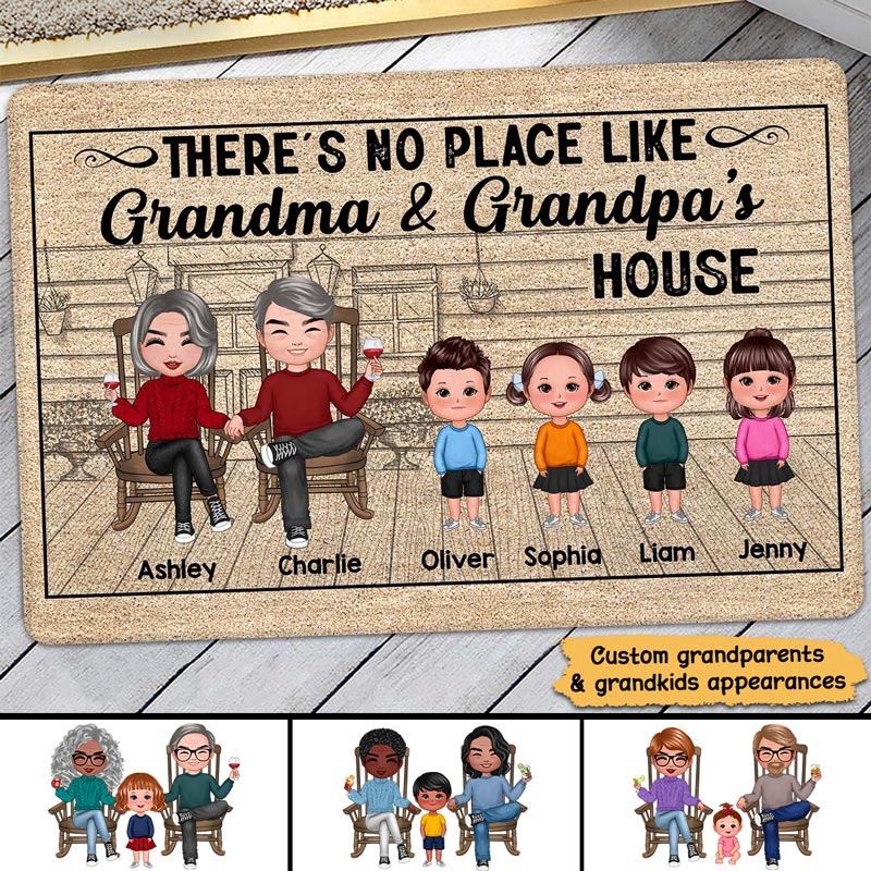 Grandma Grandpa No Place Like Grandparents Grandkids Personalized Doormat