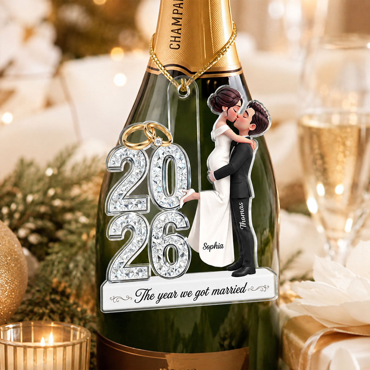 The Year We Got Married 2D Flat - Personalized Acrylic Ornament - Christmas Keepsake