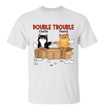 Double Trouble Naughty Fluffy Cats Funny Gift For Cat Lover Personalized Shirt