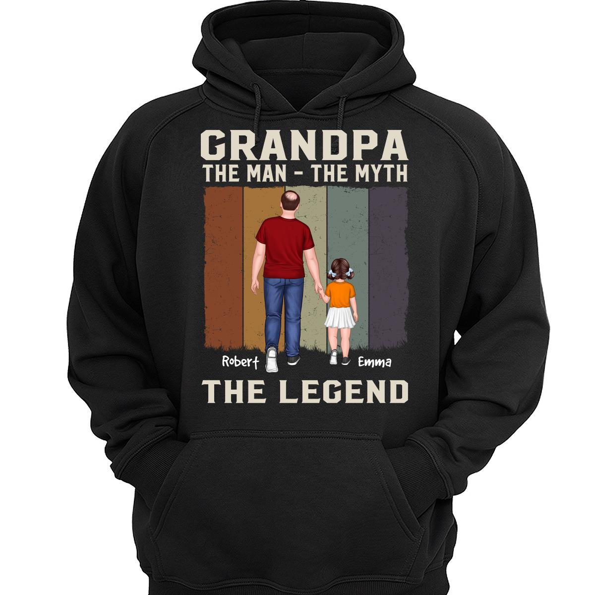 The Man The Myth The Legend Grandpa Dad Walking Back View Personalized Shirt