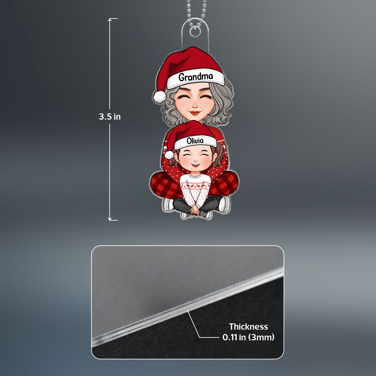 Cute Grandma Grandkid Sitting On Lap Christmas Gift For Grandson Granddaughter Personalized Acrylic Ornament