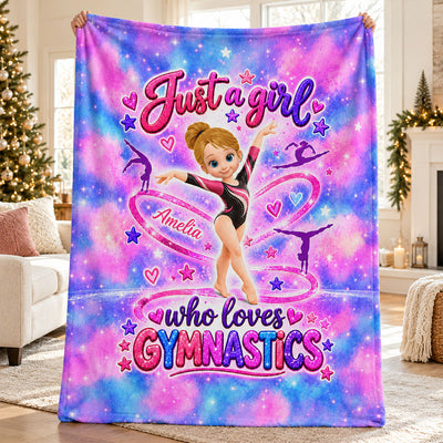 Just a Girl Who Loves Gymnastic - Personalized Fleece Blanket - Christmas Gift for Daughter, Granddaughter