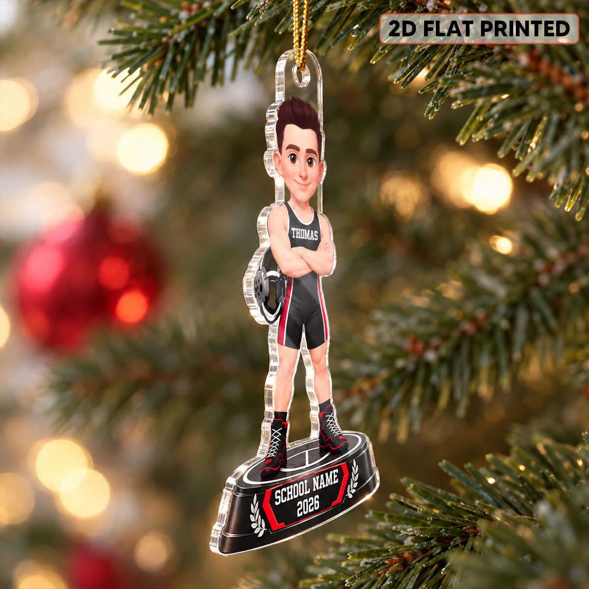 Wrestling Boy Girl 2D Flat - Personalized Acrylic Ornament - Christmas Gift For Granddaughter Grandson