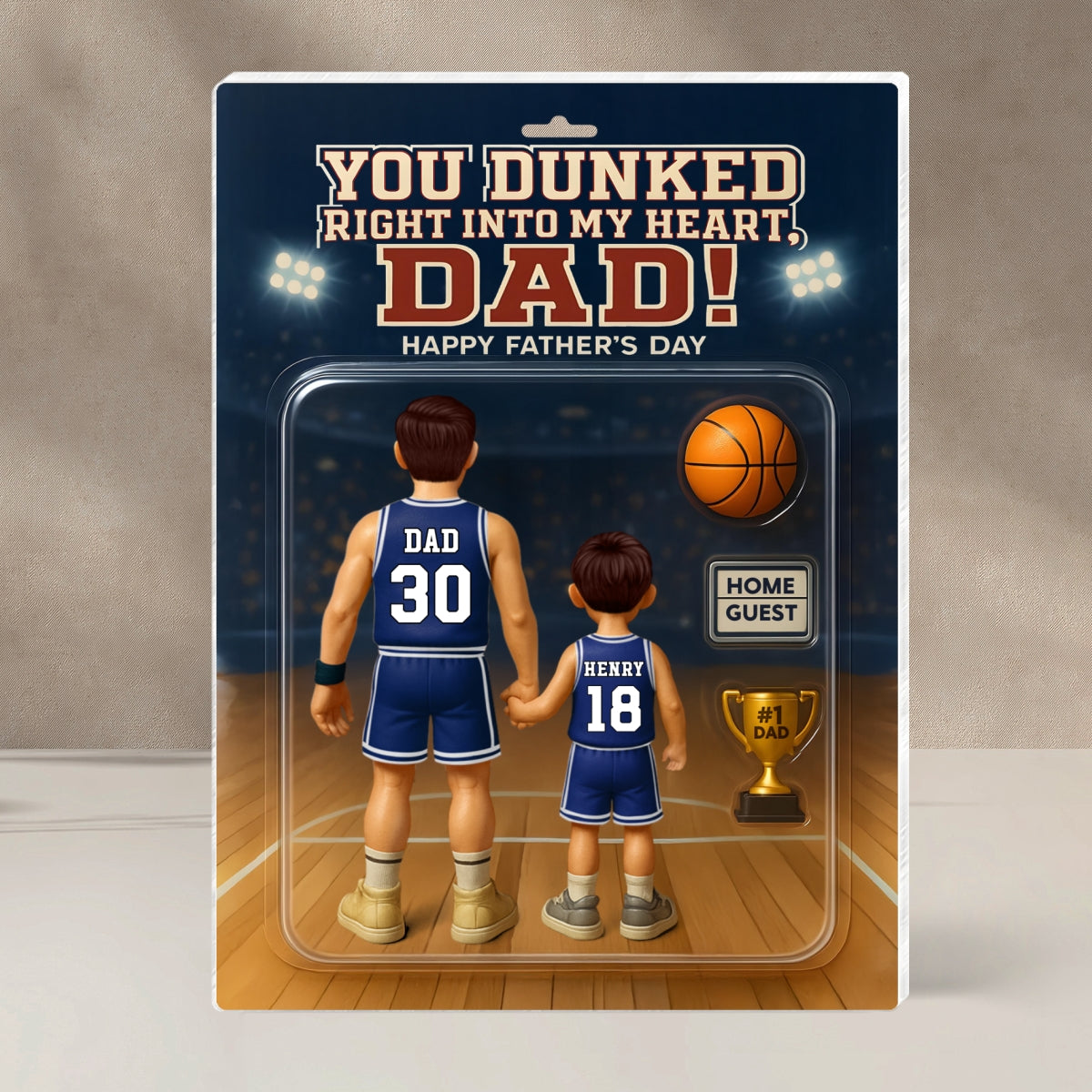 You Dunked Right into my Heart Dad, Basketball Custom Figure - Personalized Acrylic Block Plaque - Gift For Dad, Gift For Husband, Gift For Grandpa