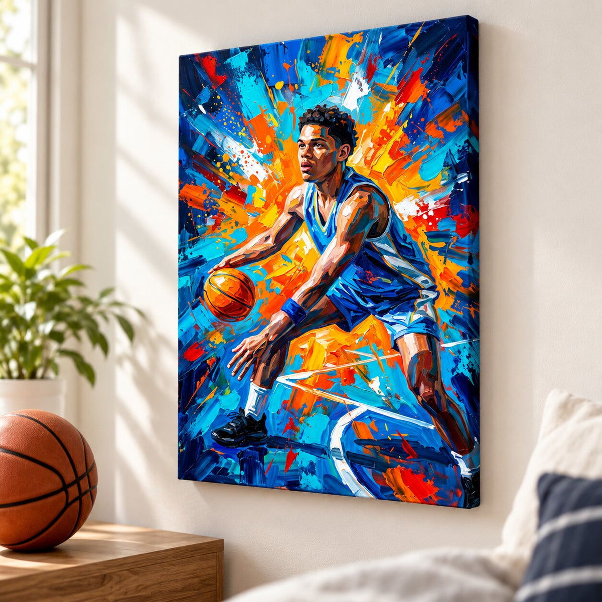 Modern Oil Painting Sport Photos Insert - Personalized Canvas - Gift For Boy, Girl