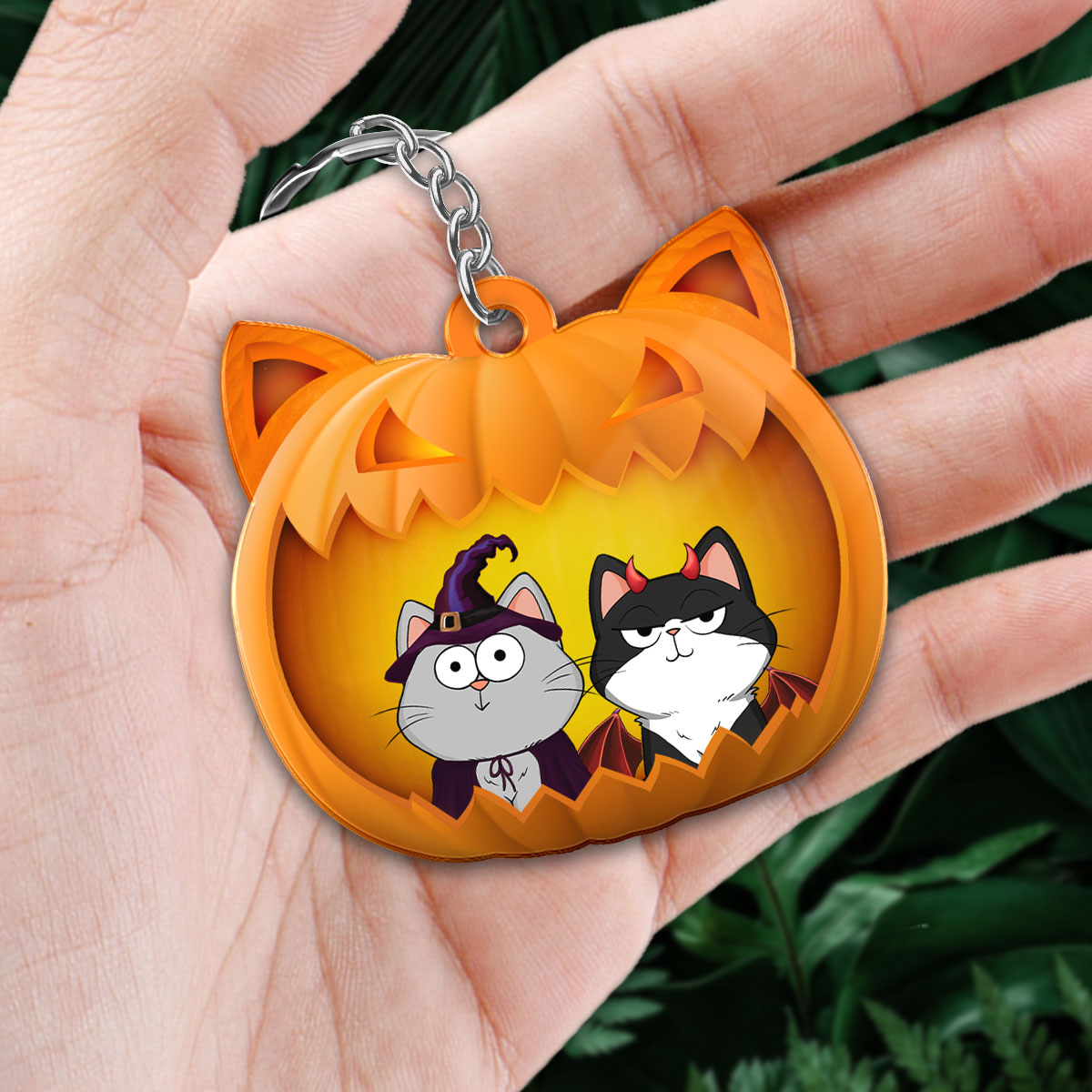 Halloween Cats In Cat Face Pumpkin Personalized Acrylic Keychain