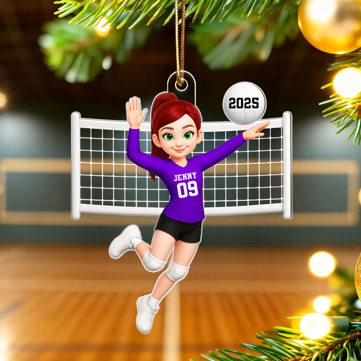 Volleyball Girl In Spike Action 3D Effect - Personalized Acrylic Ornament