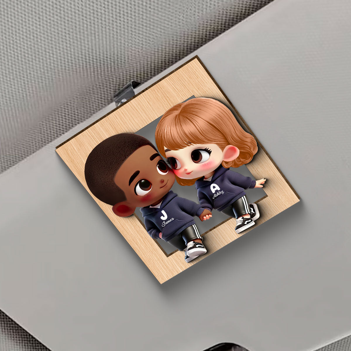 3D Effect Cute Cartoon Couple Holding Hands Personalized Car Visor Clip, Anniversary &  Gift for him, Gift for her