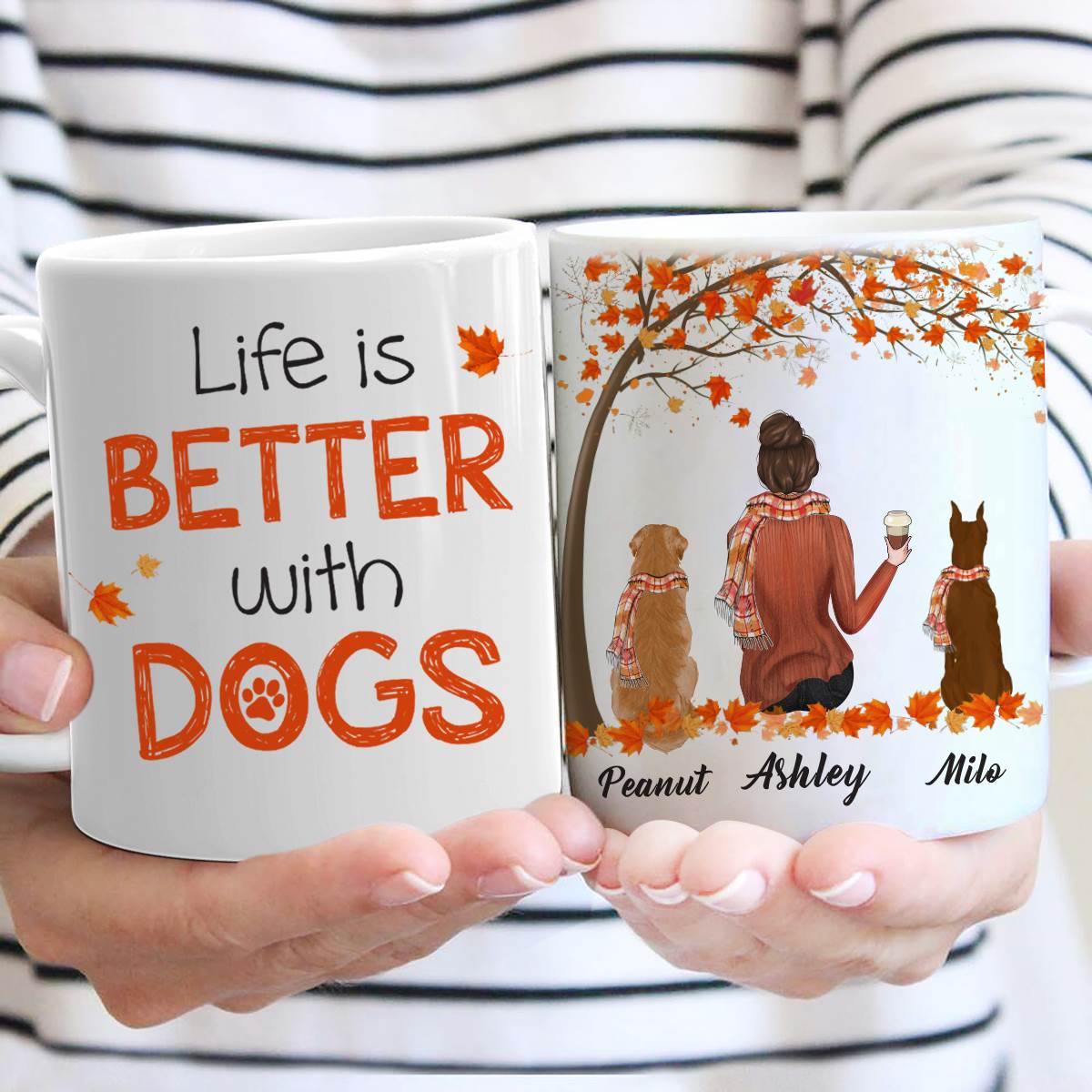 Fall Season Life Is Better With Dogs Personalized Dog Coffee Mug