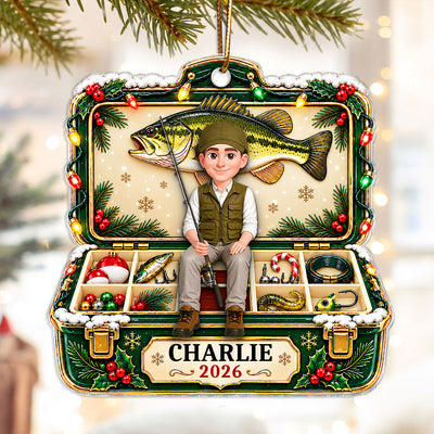 Trending Christmas Fishing - Personalized Acrylic Ornament - Gift For Dad, Husband, Grandpa, Fisherman