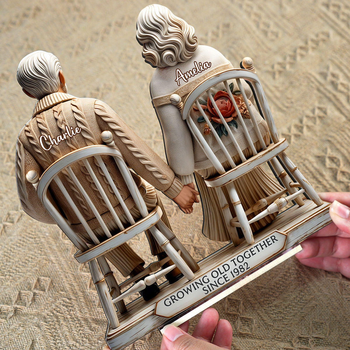 3D Effect Couple Sitting Together Personalized Standing Wooden Plaque, Heartfelt 2025  Gift, Anniversary Gift For Girlfriend, For Wife