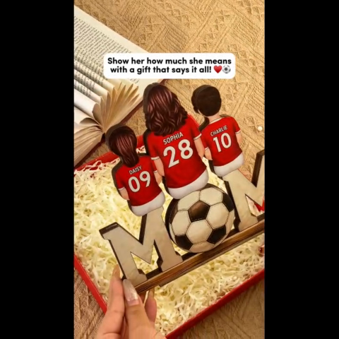Soccer Mom And Kids - Personalized 2-Layered Wooden Plaque - Gift for Mom, Gift for Grandma, Gift for Wife