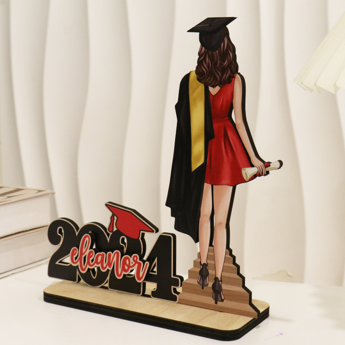 Graduation Gift Graduate Senior Back View Class Of 2024 Personalized Standing Wooden Plaque