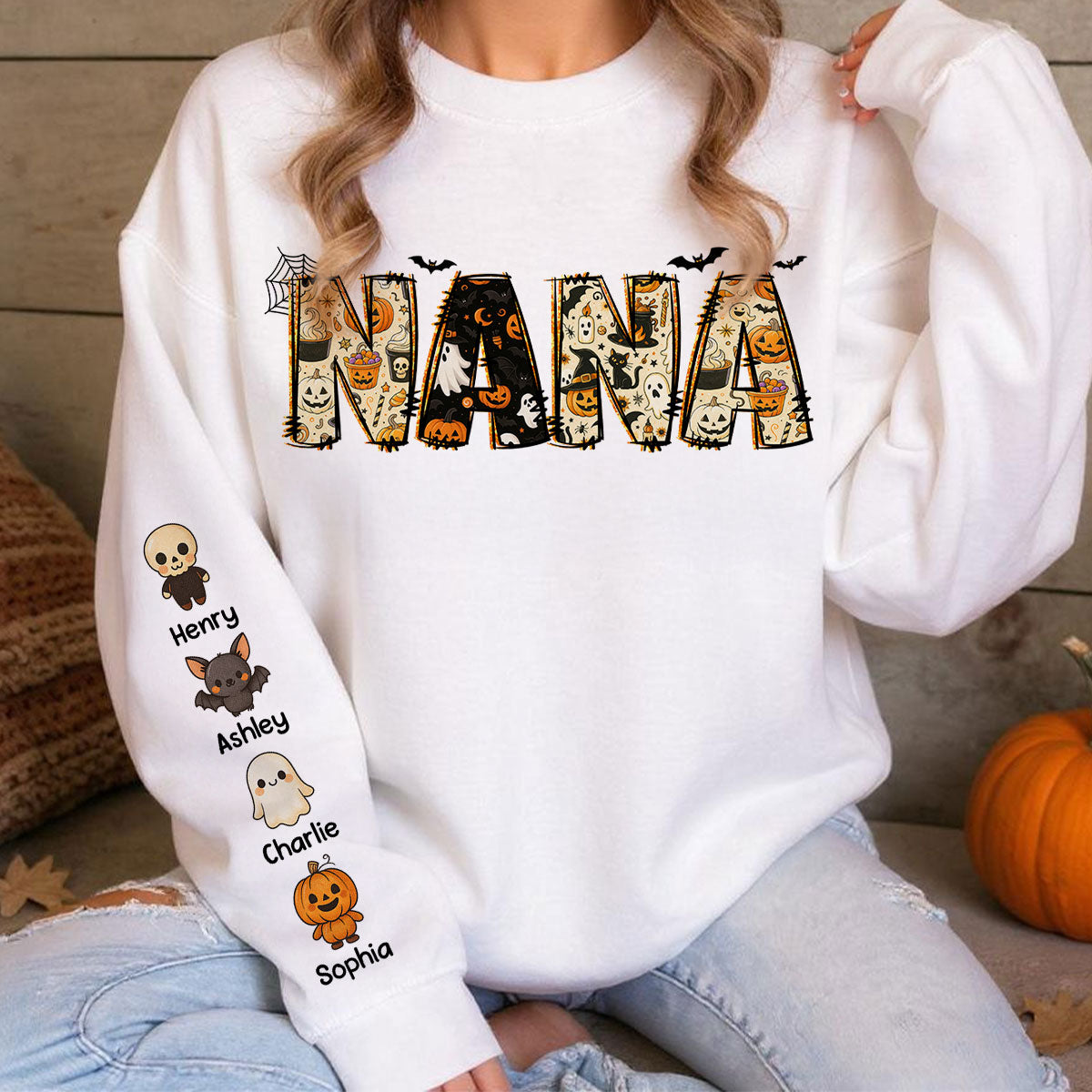 Personalized Halloween Mama Grandma Sweatshirt, Spooky Gift for Mom Grandma