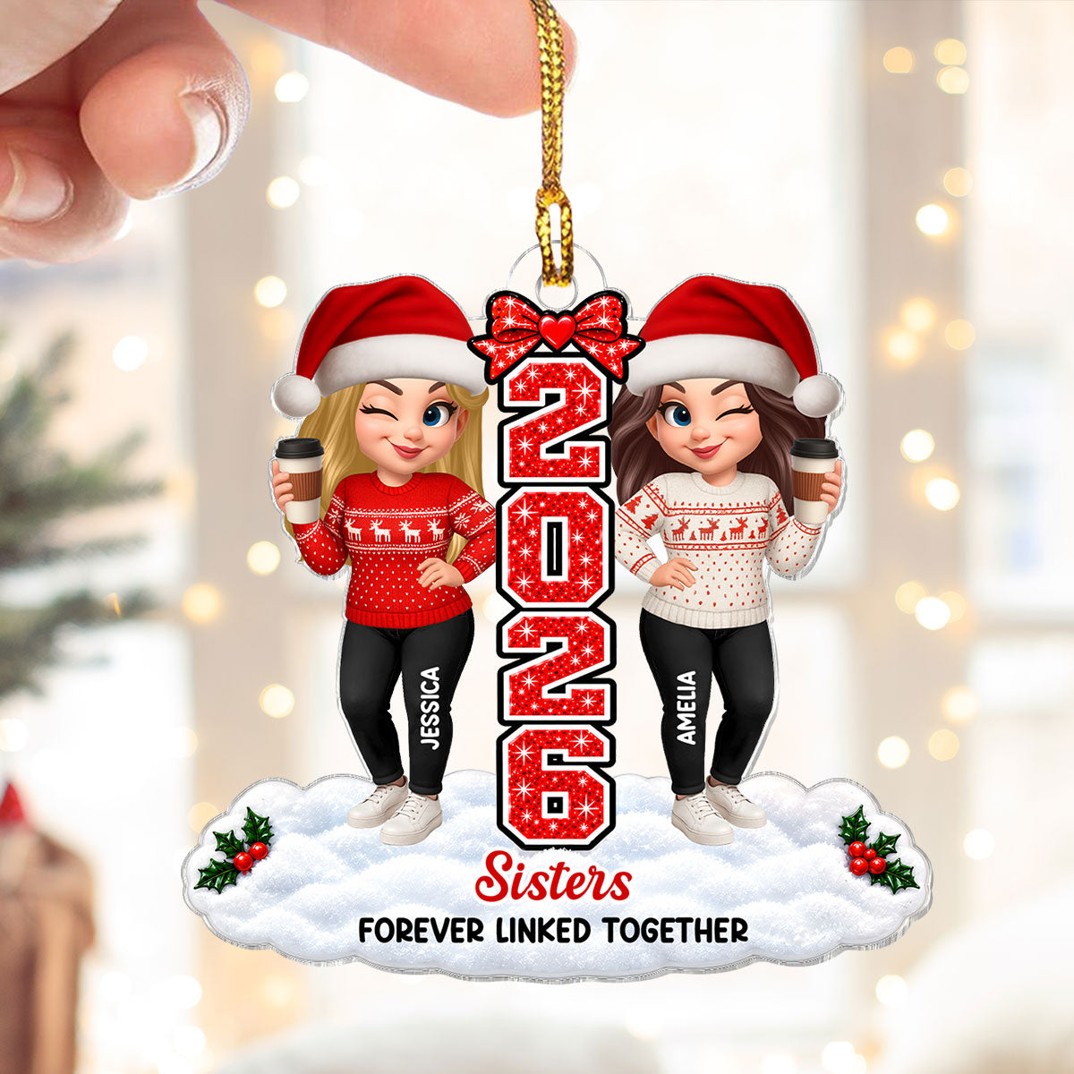 Brothers & Sisters Forever Linked Together - Personalized Acrylic Ornament - Christmas Gift For Family, Siblings