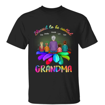 Blessed Grandma Sitting On Flower Personalized Shirt