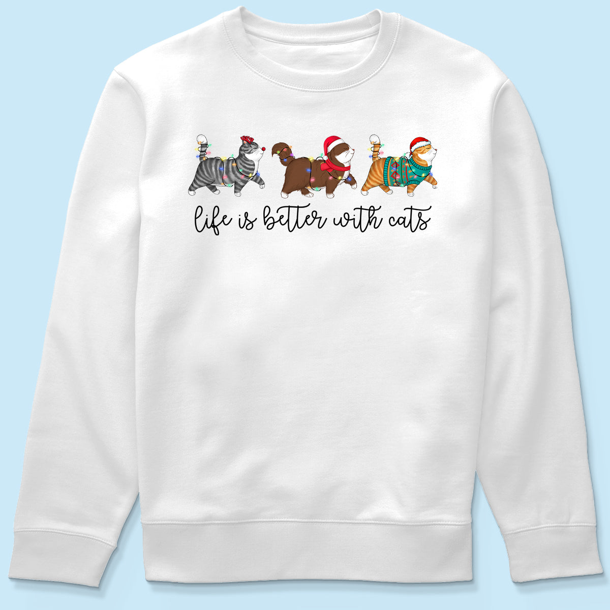 Cute Christmas Walking Cats Personalized Shirt