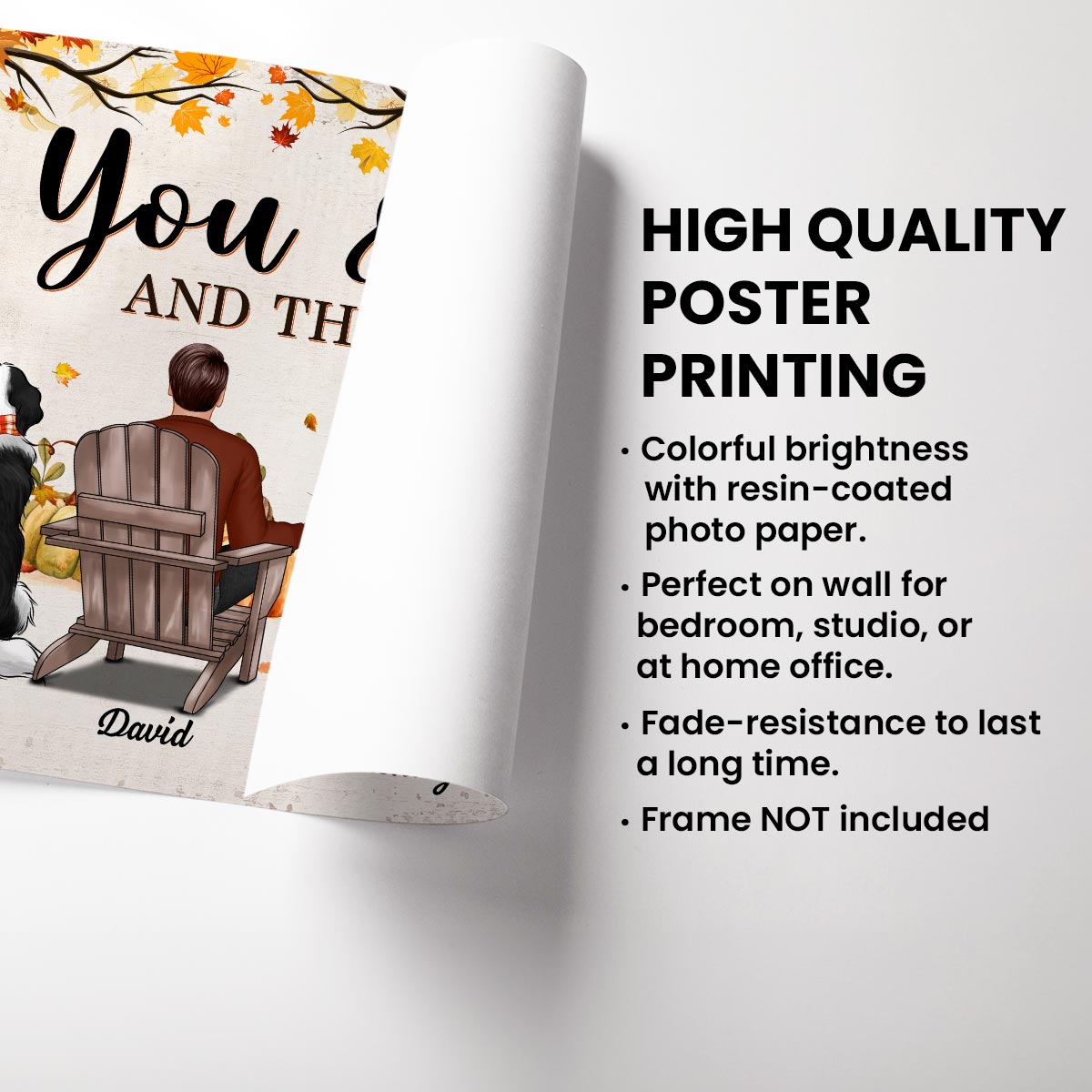 Fall Season You & Me And The Dogs Couple Sitting Personalized Poster