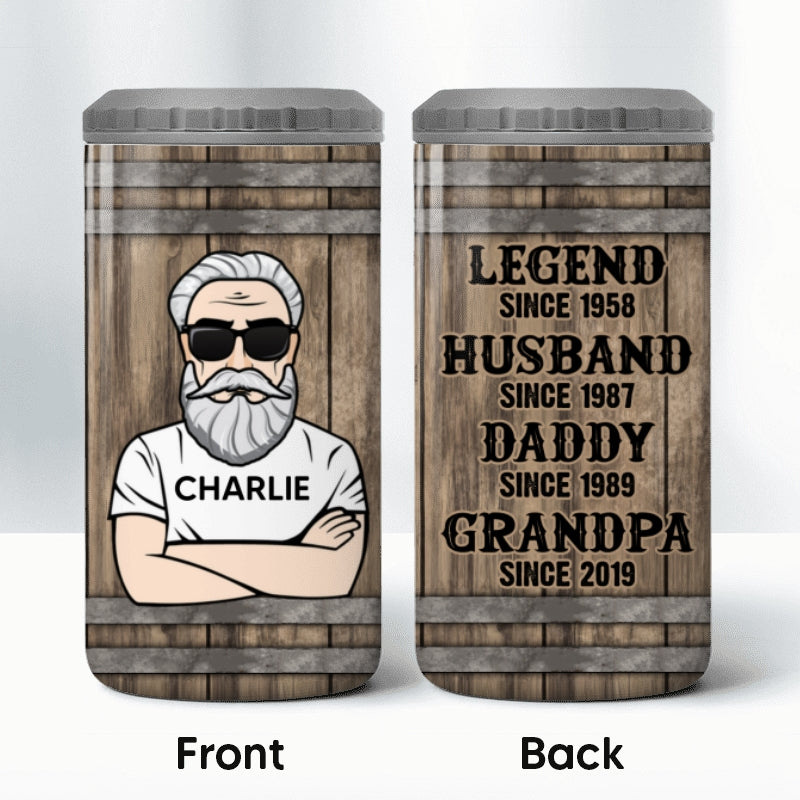 The Legend Grandpa Old Man Personalized 4 In 1 Can Cooler
