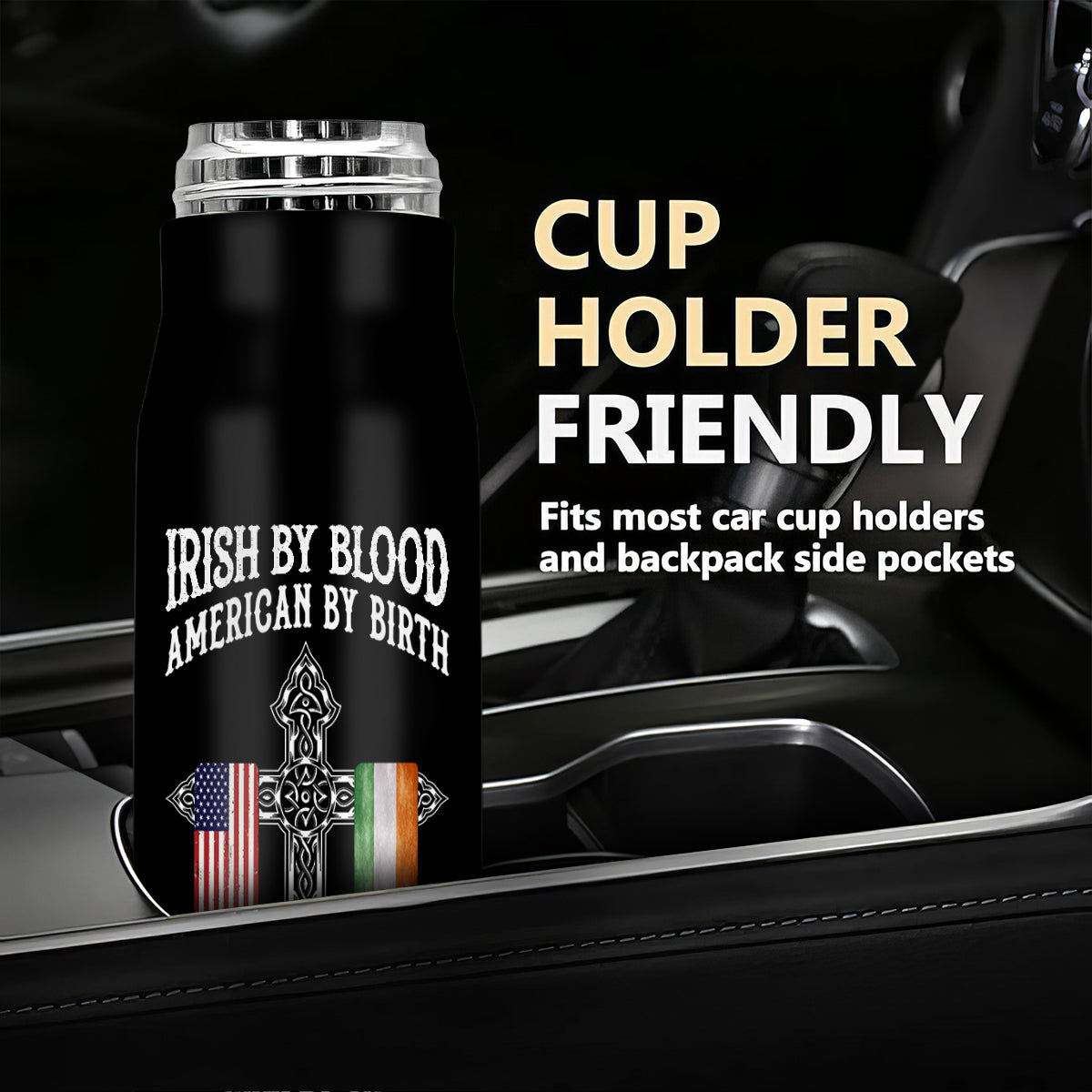 St. Patrick's Day Irish By Blood American By Birth Personalized Bullet Tumbler, Customize Title