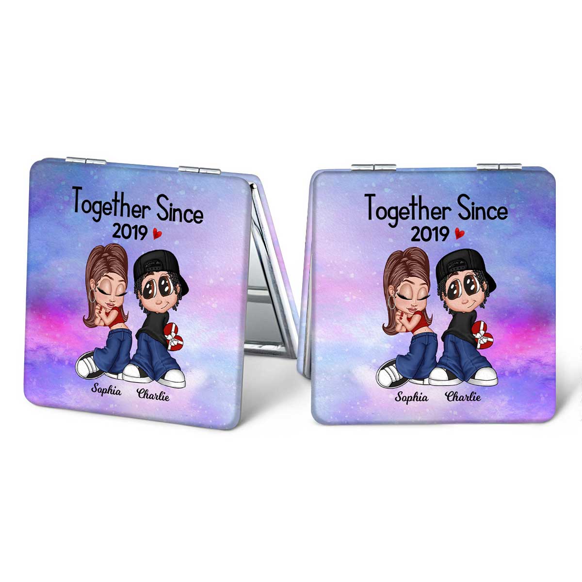 Y2K Couple Together Since Personalized Square Compact Mirror
