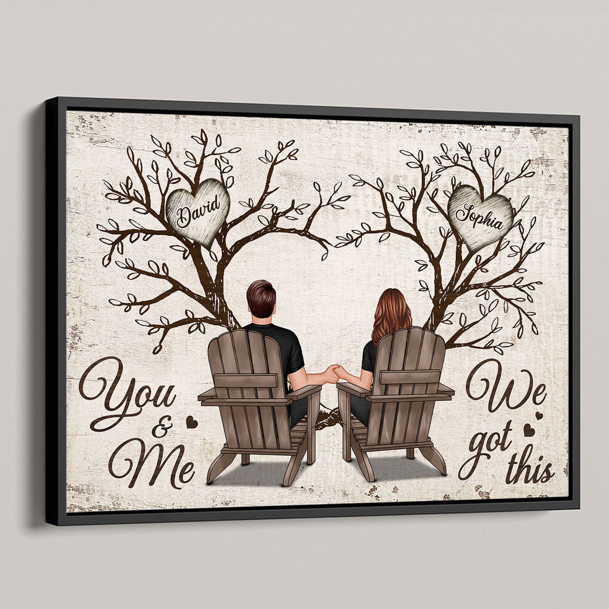 Favorite Place Is Next To You Couple Back View Under Heart Tree Personalized Poster