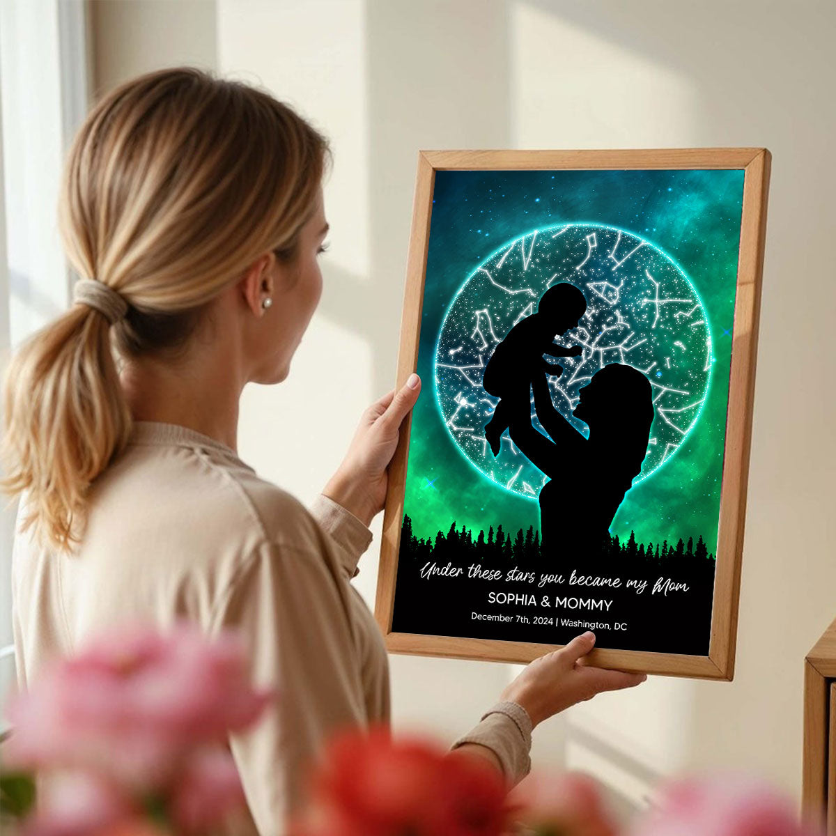 Under These Stars You Became My Mom Personalized Poster, Custom Star Map, Capture the Precious Moment, Gift, Constellation Print, Real Astronomical Data