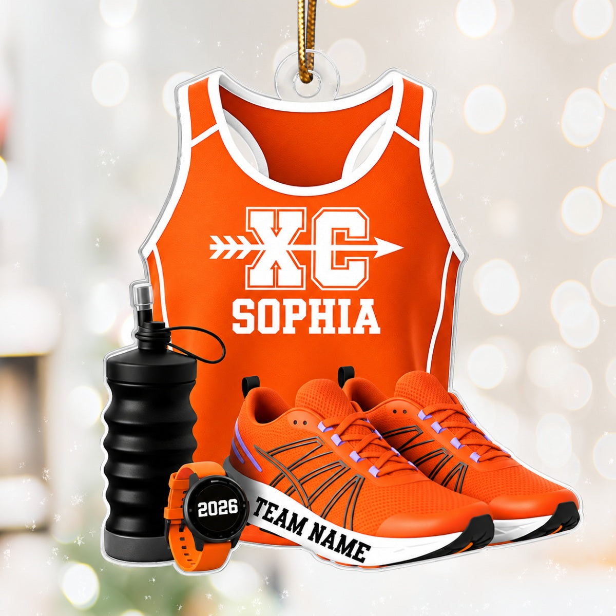 3D Effect Cross Country Runner - Personalized Acrylic Ornament - Unique Christmas Gift For Son, Daughter, Grandson, Granddaughter