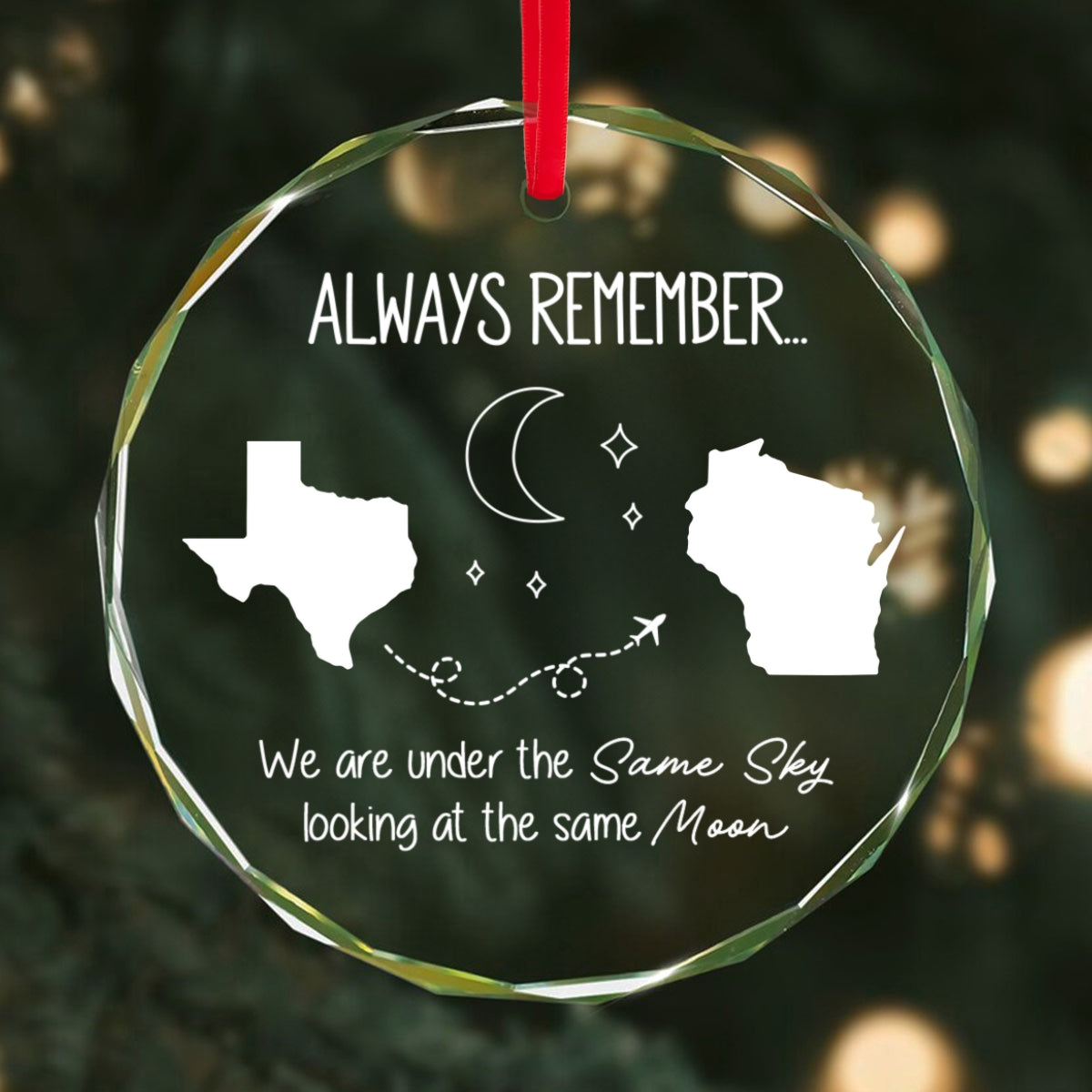 Family Siblings Sisters Besties Long Distance Personalized Glass Ornament, Christmas Gift