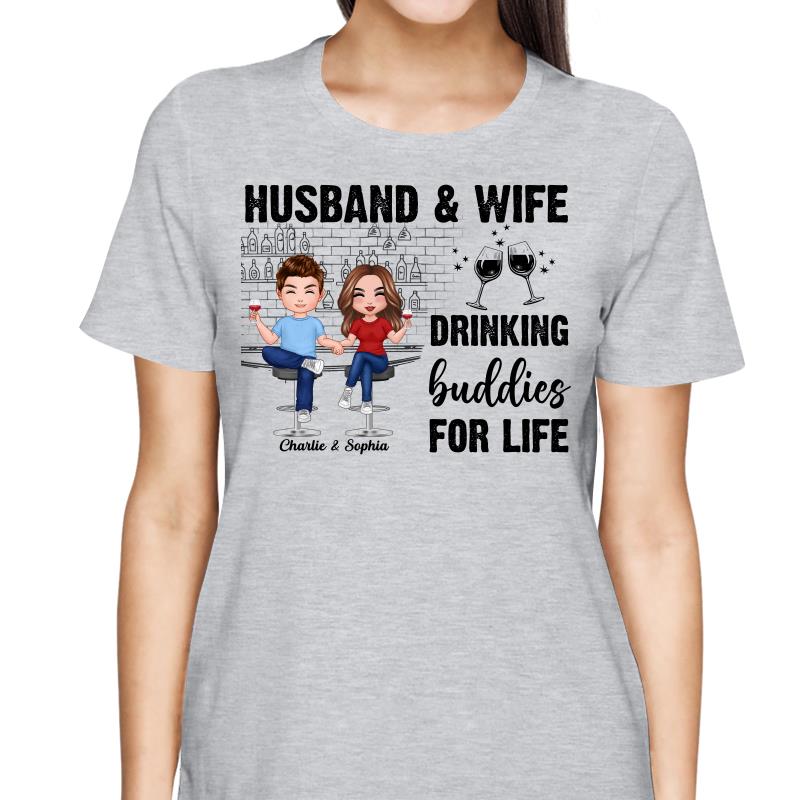 Couple Standing Drinking Buddies For Life Personalized Shirt