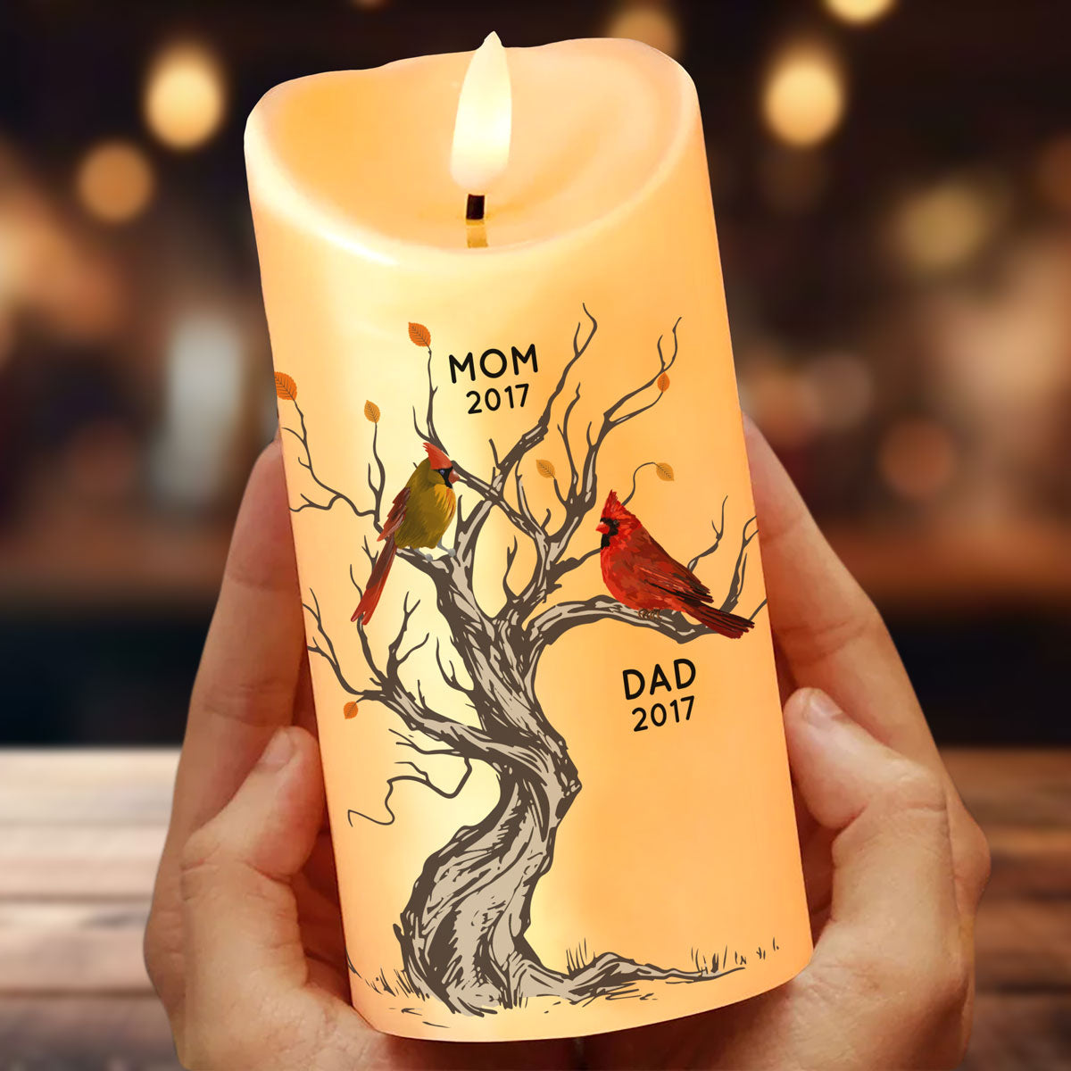 Cardinals Memorial Hard To Forget Personalized LED Candle, Remembrance Gift, Sympathy Gift
