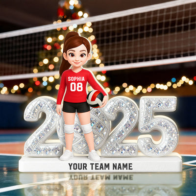 3D Shining Effect Christmas Volleyball Player Keepsake - Personalized Light Box - Gift For Volleyball Players