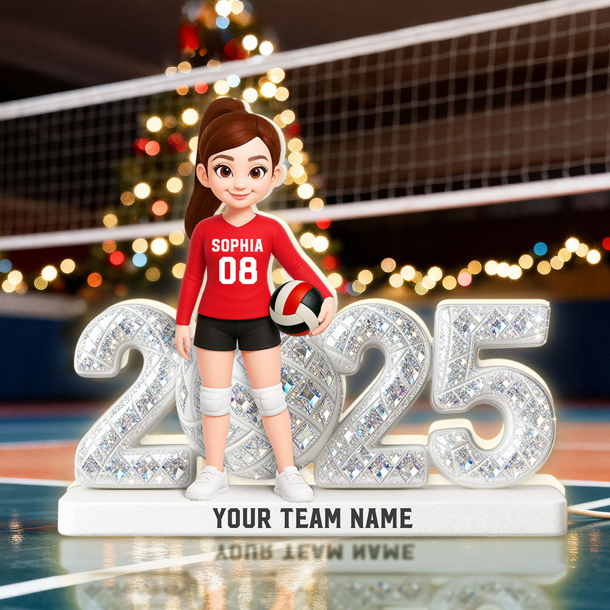 3D Shining Effect Christmas Volleyball Player Keepsake - Personalized Light Box - Gift For Volleyball Players