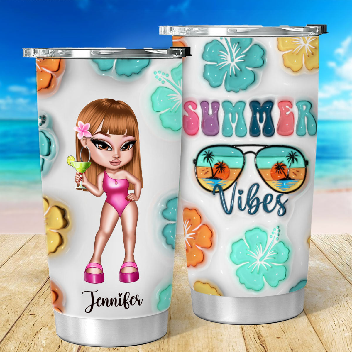Summer Vibe Y2K Girl Retro Style Personalized Tumbler