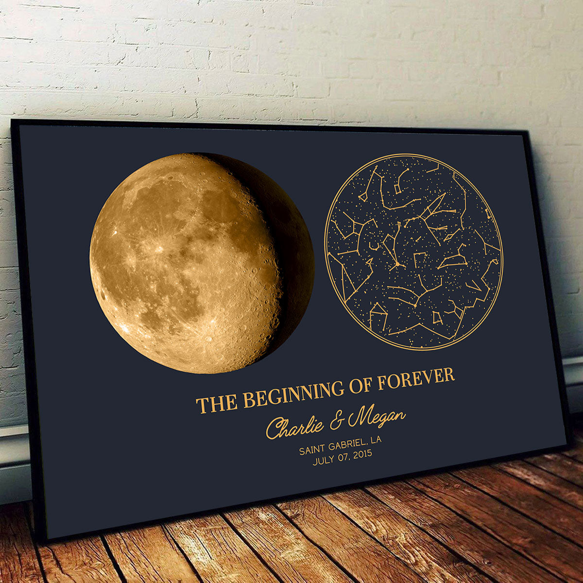 Custom Star Map And Moon Phase By Date & Location, The Night Sky Personalized Poster, Unique Heartfelt Gift for him & for her, The Night We Met Anniversary Gift
