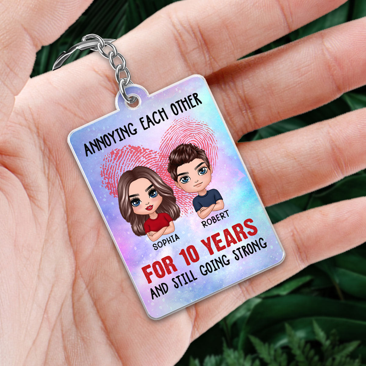 Doll Couple Annoying Each Other For Years Favorite Song Scannable QR Code Personalized Acrylic Keychain