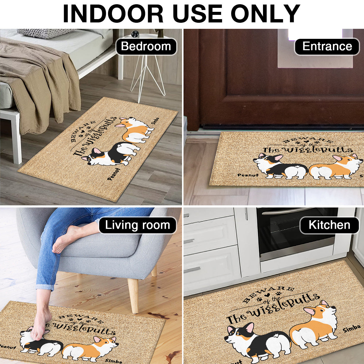 Corgi Wiggle Butt Club Dog Personalized Doormat, Home Decor For Corgi Lover