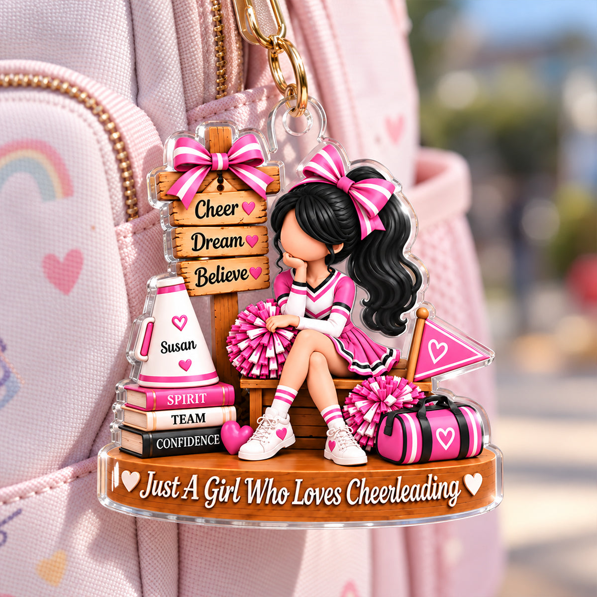 Just a Girl Who Loves Cheerleading - Personalized Acrylic Ornament - Christmas Gift for Daughter, Granddaughter