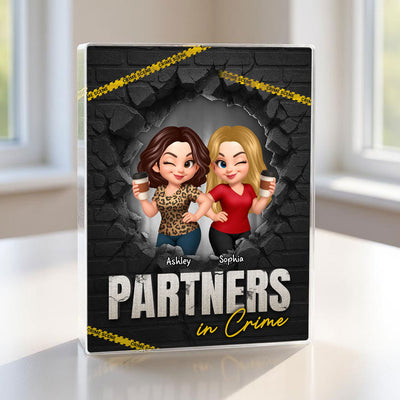 Besties Sisters Partners In Crime 3D Effect Break Through Wall Personalized Acrylic Block