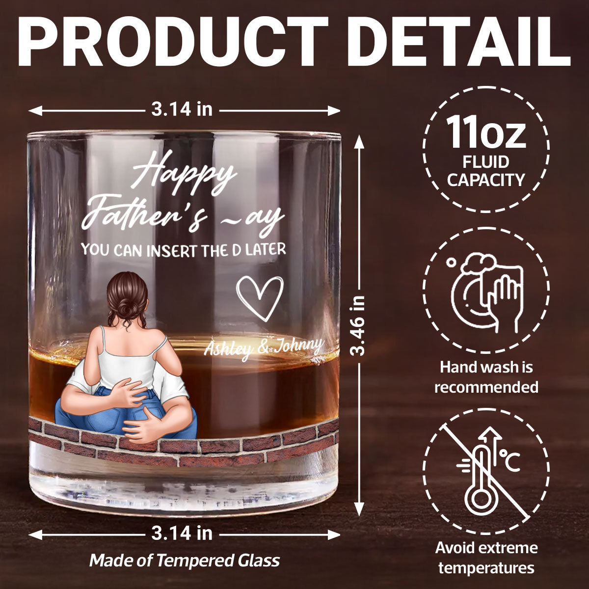 Happy Father's Day You Can Insert the D later Personalized Wine Glass, Funny Father's Day Gift for Husband, Gift for him