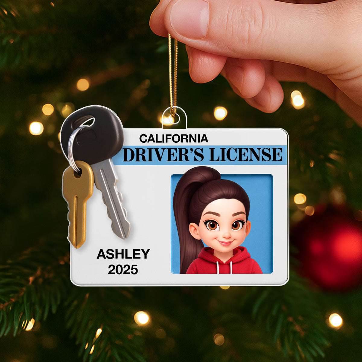 Driver's License 3D Effect - Personalized Acrylic Ornament - Christmas Gift For New Drivers, Teen Boy Teen Girl