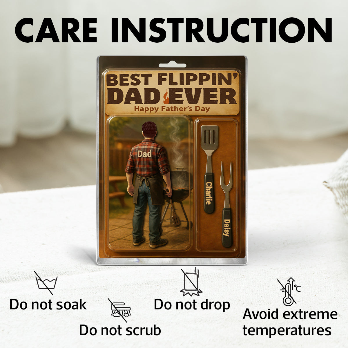 Best Flippin' Dad Ever With Kids' Names Custom Figure Personalized Acrylic Block Plaque, Unique Father's Day Gift For Him, For Dad, For Grandpa