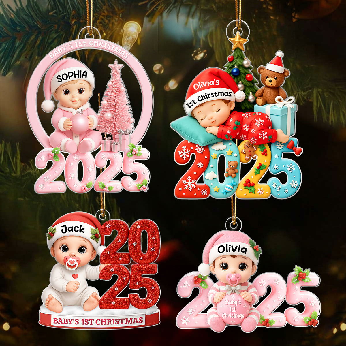 Baby's 1st Christmas 2025 - Personalized Acrylic Ornament - Unique Christmas Gift For New Parent, Newborn Keepsake