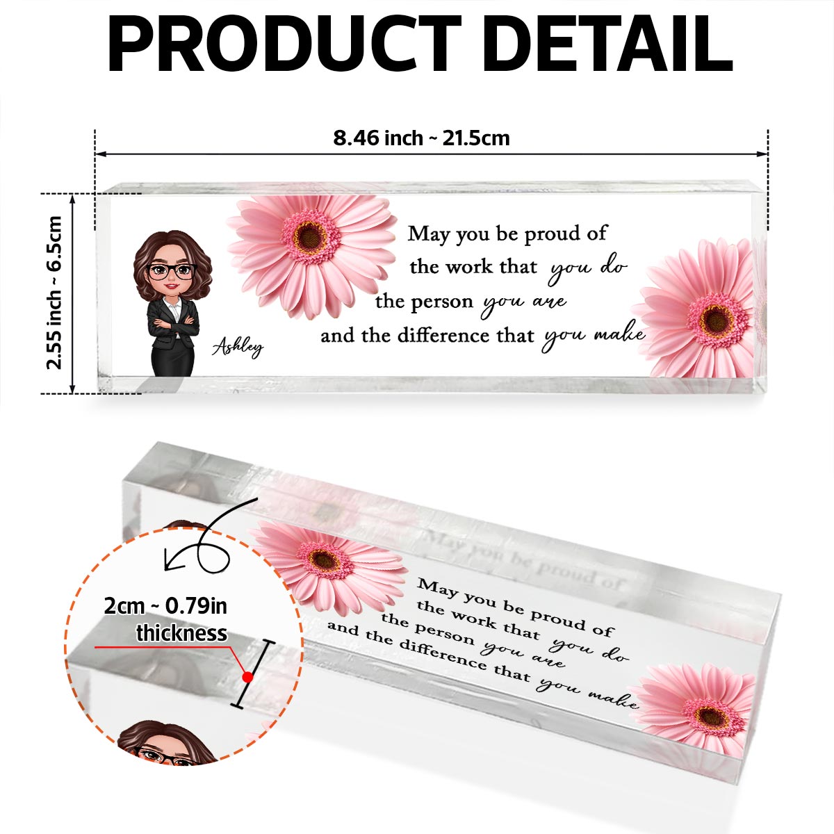 May You Be Proud Of The Work You Do Personalized Acrylic Name Plate, Gift For Coworkers, Boss, Teachers, Nurses, Doctors, EMS, Healthcare Worker