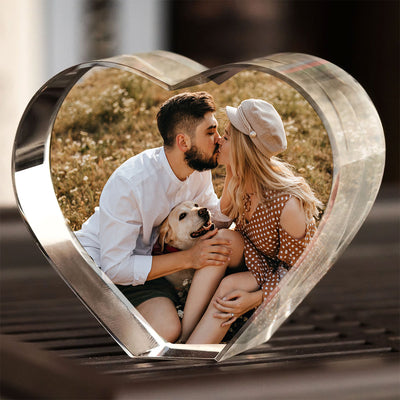 Personalized Photo Print Premium Crystal Heart Led, Created in a Moment, Treasured forever,  gift for him, gift for her - Free Shipping included