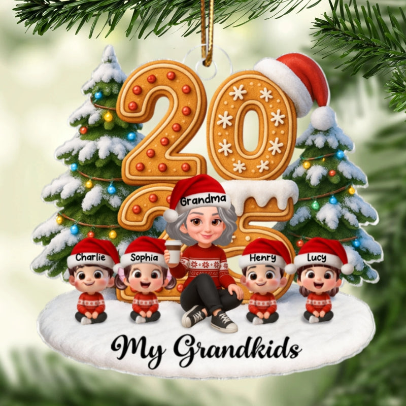 Grandkids Make Life Grand - Personalized Acrylic Ornament - Heartwarming Christmas Gift For Grandma