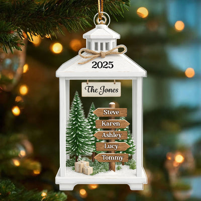 Family Sign Post Lantern - Personalized Acrylic Ornament - Christmas Gift for Family