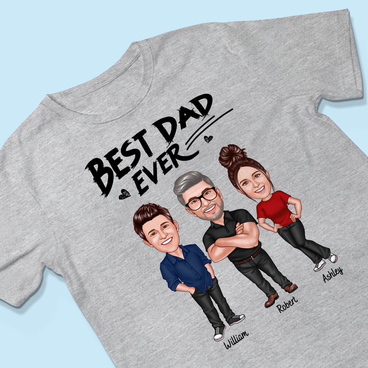 Best Dad Ever Caricature Man And Kids Personalized Shirt, Father's Day gift for Dad, for Grandpa, for Husband