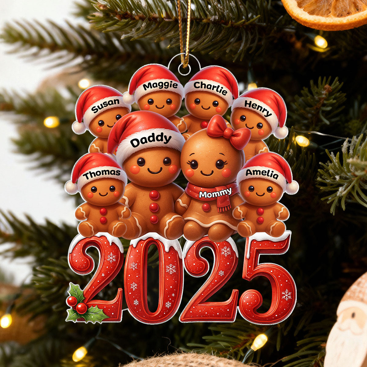 Family Gingergread 2025 Togetherness - Personalized Acrylic Ornament - Christmas Gift for Husband, Wife, Christmas Decor