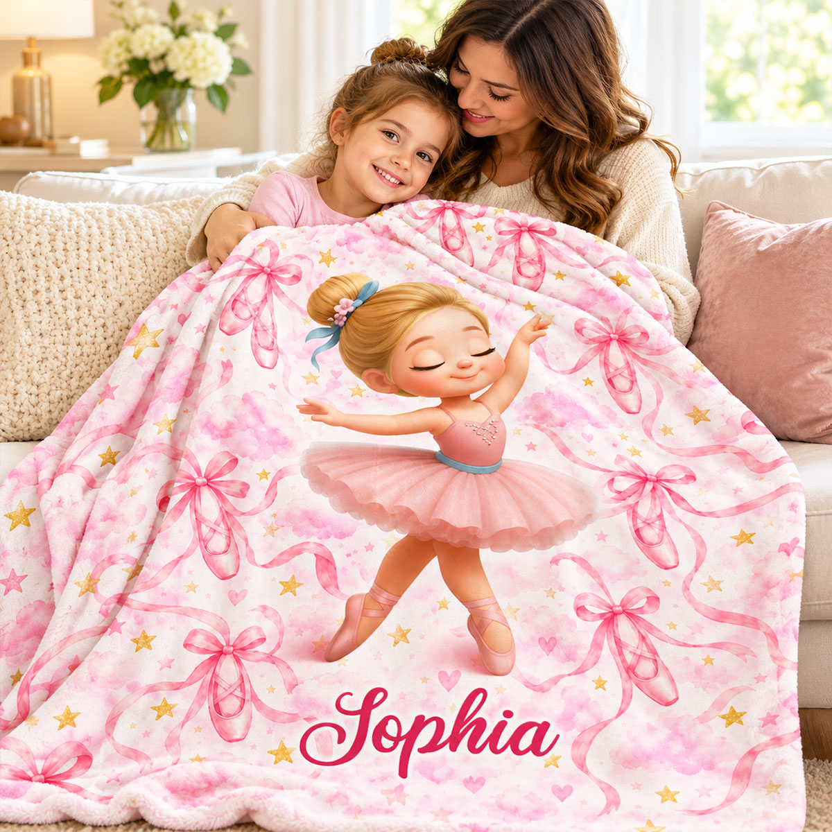 Ballerina Dance Girl Custom Name - Personalized Fleece Blanket - Christmas Gift For Ballerina Girl, Granddaughter, Daughter